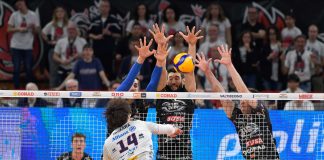 SIR SAFETY SUSA PERUGIA - ALLIANZ MILANO 1-3 Parziali: 25-18, 21-25, 27-29, 23-25 SIR SAFETY SUSA PERUGIA: Giannelli 4, Herrera 20, Flavio 8, Russo 3, Semeniuk 15, Plotnytskyi 8, Colaci (libero), Piccinelli (libero), Leon 3, Rychlicki, Solè 2. N.e.: Ropret, Cardenas, Mengozzi. All. Anastasi, vice all Valentini. ALLIANZ MILANO: Porro 3, Patry 10, Piano 4, Loser 10, Mergarejo 14, Ishikawa 18, Pesaresi (libero), Ebadipour 4, Vitelli 1, Lawrence, Bonacchi, Fusaro. N.e.: Colombo (libero). All. Piazza, vice all. Daldello. Arbitri: Marco Zavater - Gianluca Cappello LE CIFRE – PERUGIA: 23 b.s., 1 ace, 44% ric. pos., 21% ric. prf., 50% att., 10 muri. MILANO: 21 b.s., 8 ace, 42% ric. pos., 24% ric. prf., 38% att., 6 muri.