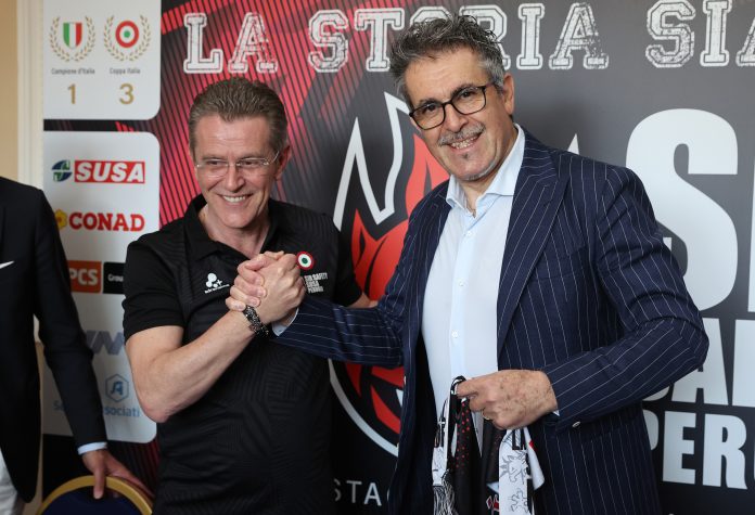 Il Presidente della Sir Susa Vim Perugia dopo la conquista del primo trofeo stagionale: 